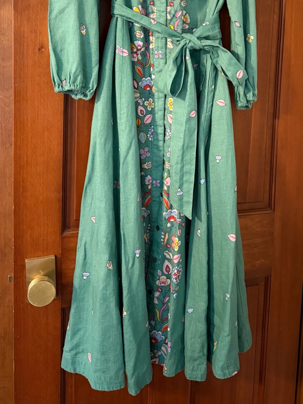 Boden Green Floral Maxi Dress with Multi-Color Embroidery - Picture 3 of 7